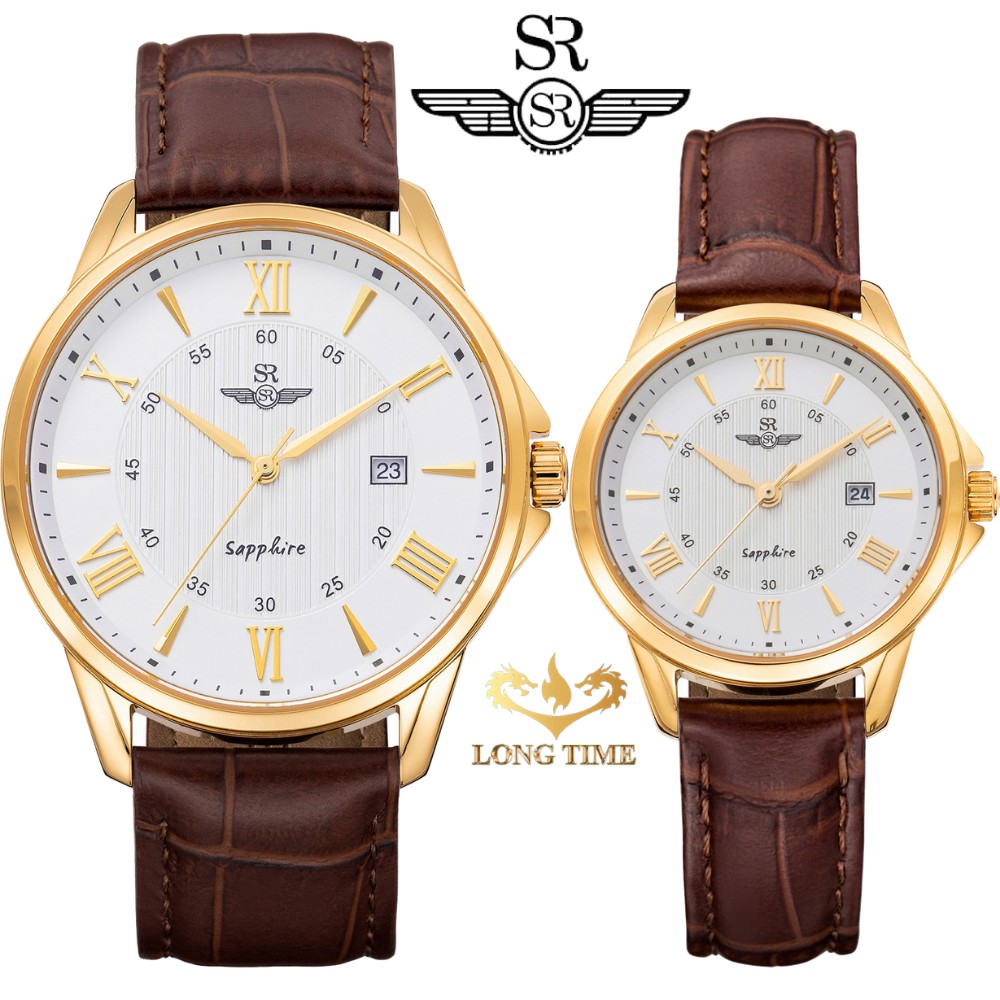 Đồng hồ Đôi SRWATCH SL3003.4602CV - SG3003.4602CV trắng Mặt kính Sapphire , mặt tròn, sang trọng, lịch lãm quý tộc