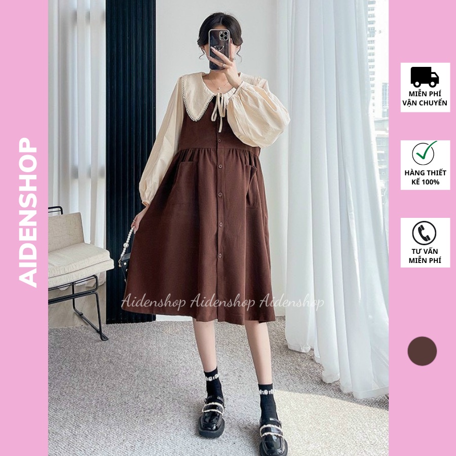 Váy bầu công sở thu đông đẹp Aidenshop đầm bầu thiết kế sang chảnh