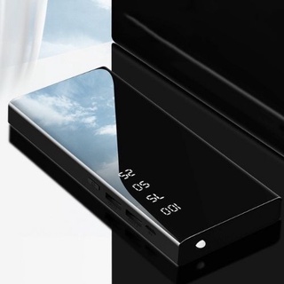 Sạc Dự Phòng Giá Rẻ 10000 mAh Mặt Kính Đen Hiện Phần Trăm Pin 2 USB Có Đèn, Pin Dự Phòng - Bảo Hành 6 Tháng