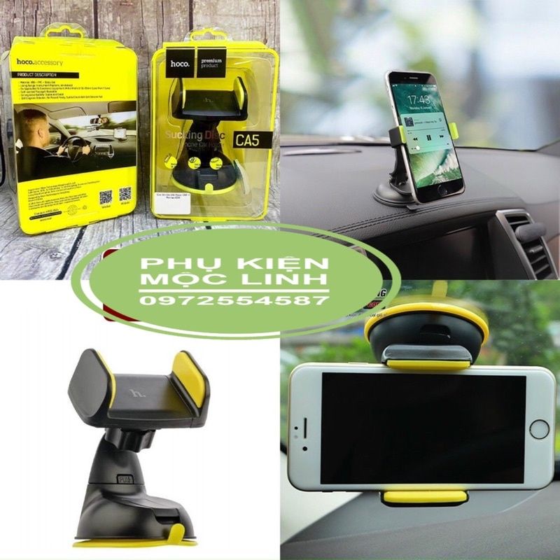GIÁ ĐỠ ĐIỆN THOẠI - ĐẾ HÍT GIỮ ĐIỆN THOẠI TRÊN XE HƠI - XOAY 360 ĐỘ chính hãng HOCO CA5 - Bảo Hành 1 Tháng