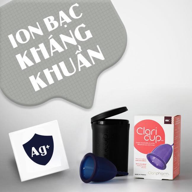 Cốc nguyệt san Claricup kháng khuẩn + tặng hộp tiệt trùng