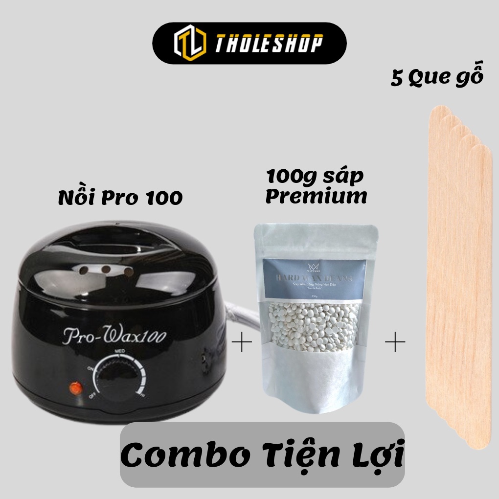 Bộ Nồi Nấu Sáp Wax Lông Pro 100 + Sáp Dừa Coconut Premium + 5 Que Gạt Sáp Tiện Lợi