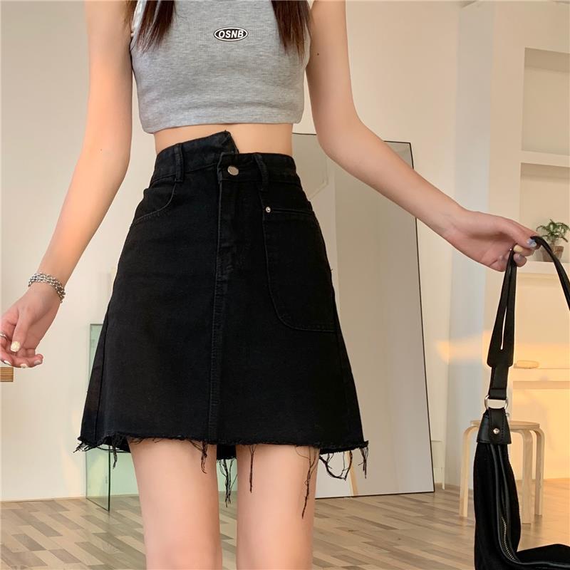 Chân váy jean Chữ A Lưng Cao Thời Trang Mùa Hè Cho Nữ