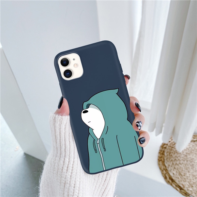 Ốp điện thoại silicon nhám dẻo hình gấu cho IPhone 13 13Pro 13Promax 12 12Pro 12Promax 11 11ProMax SE 2020 7Plus 8Plus X XS XR XSmax
