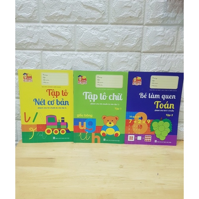 Set 10 quyển tập tô nét cơ bản và chữ số cho bé vào lớp 1/ Tặng kèm 2 viết chì, tẩy, gọt ch