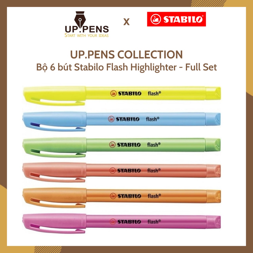 Combo 6 bút dạ quang Stabilo Flash Highlighter – UP.PENS Collection – Full Set