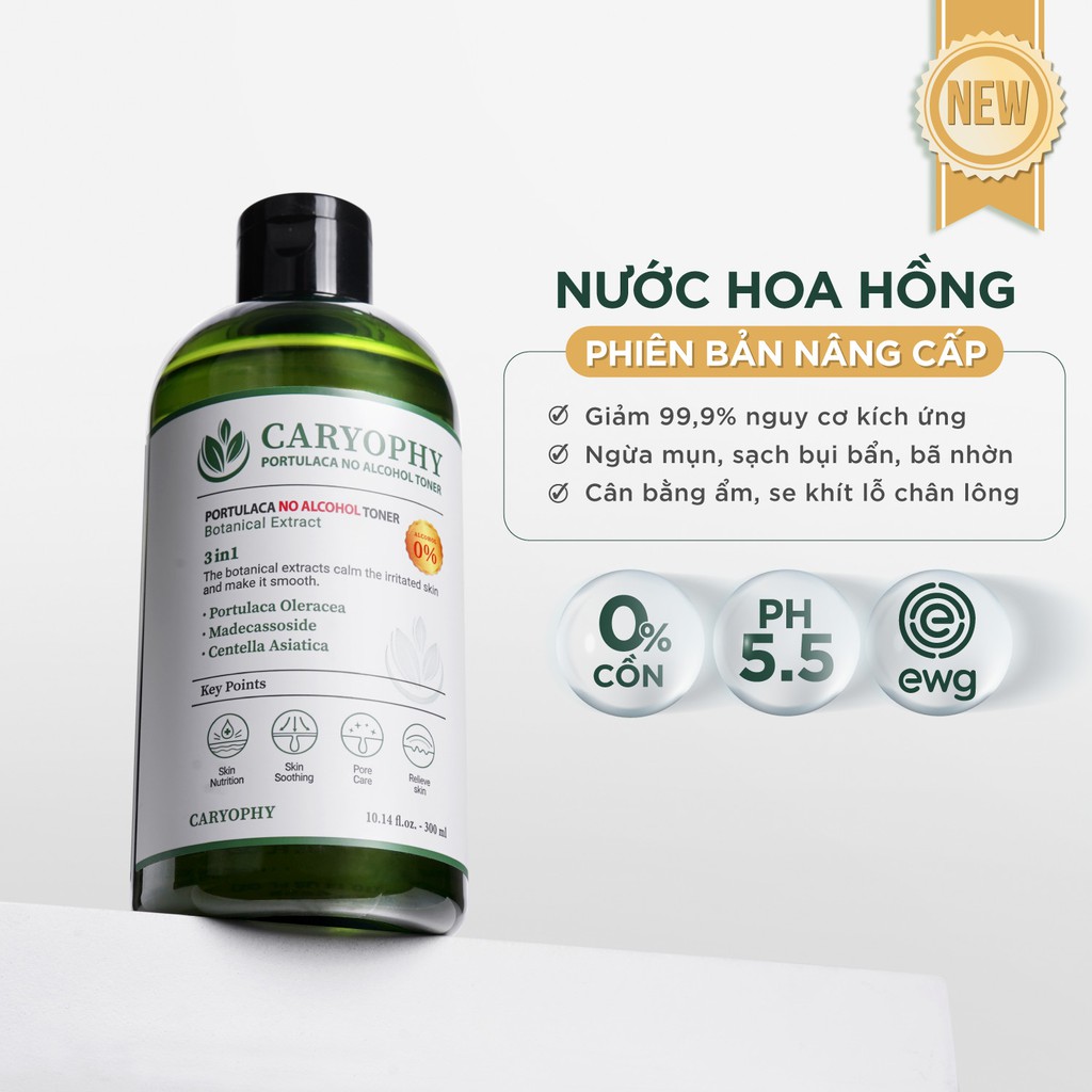 Bộ 3 Sản Phẩm Giảm Mụn Ngừa Thâm Caryophy Portulaca (Sữa rửa mặt + Toner + Serum)