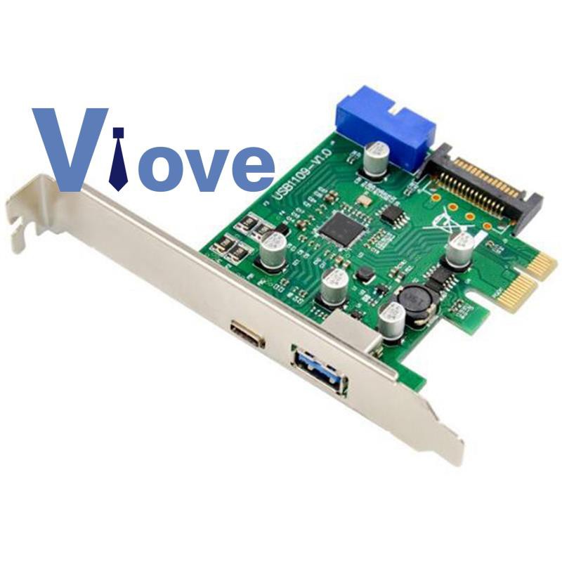 PCI-E Dual Port USB 3.1 Expansion Card Type-C+Type NEC720201 Chipset