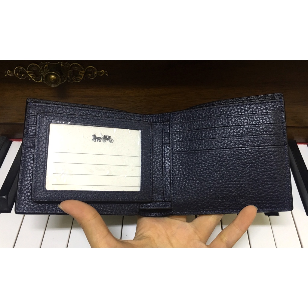 Ví coach chính hãng nam màu xanh đen full phối đen C
