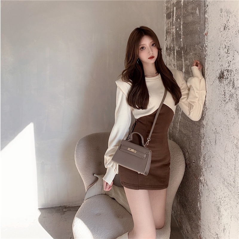 Đầm sweater IELGY mỏng ôm eo cá tính khí chất tùy chọn màu sắc dành cho nữ