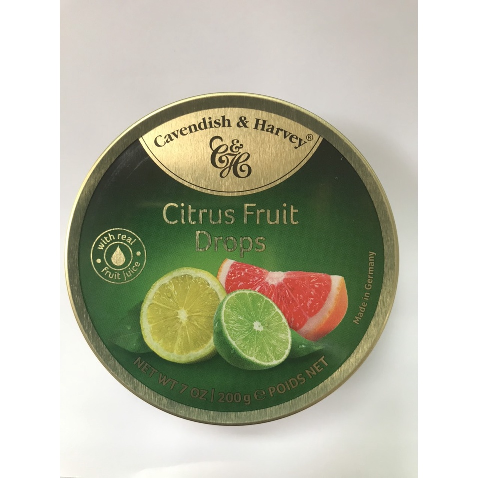 Kẹo Hộp Thiếc Đức Cavendish Harvey Hương Cam Chanh Citrus Fruit (Hộp 200g)