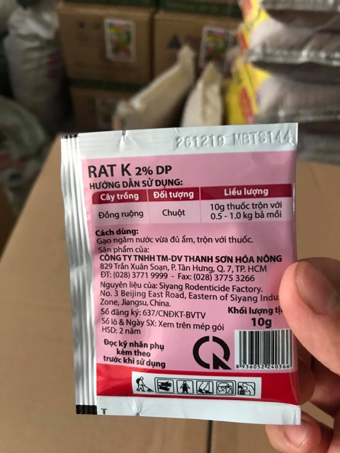 Thuốc diệt chuột chính hãng RAT K 2% DP (10g)