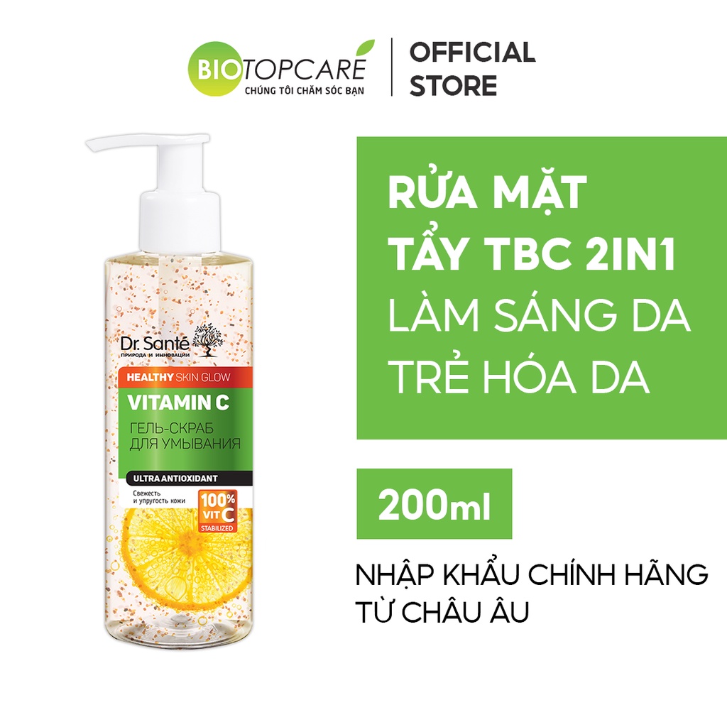 Gel rửa mặt tẩy tế bào da chết Vitamin C 200ml - BioTopcare Official