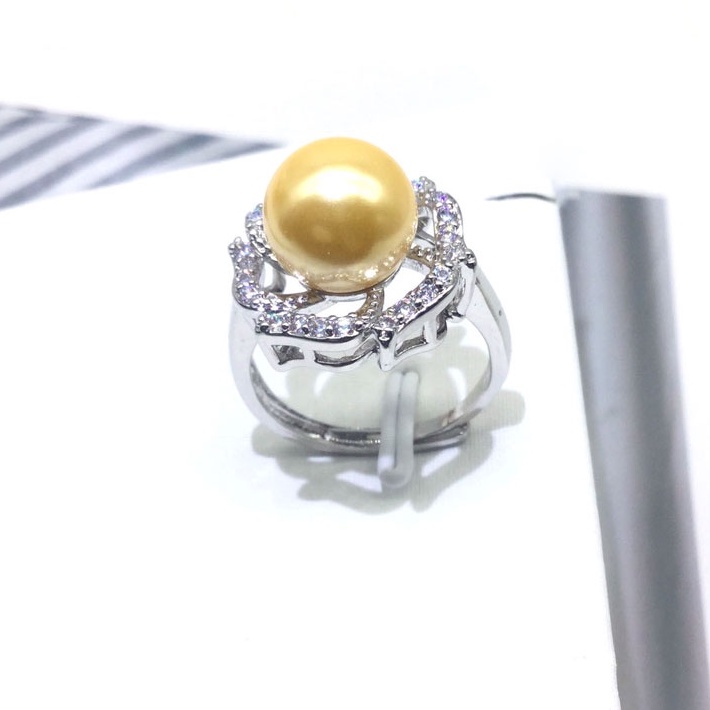 [N8B] Phụ kiện trang sức (DIY) - Khay nhẫn bạc trống vân trơn kiểu Hoa 6 cánh nạm đá làm nhẫn đính ngọc