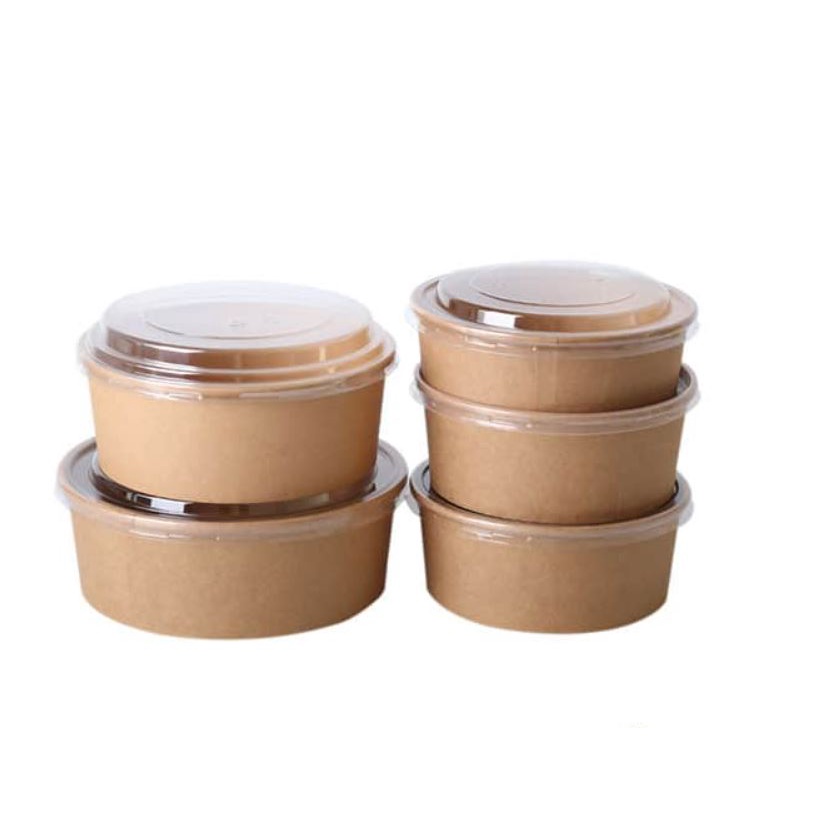 Combo 10 Tô Giấy Kraft nâu 750ML -1000ML Kèm Nắp