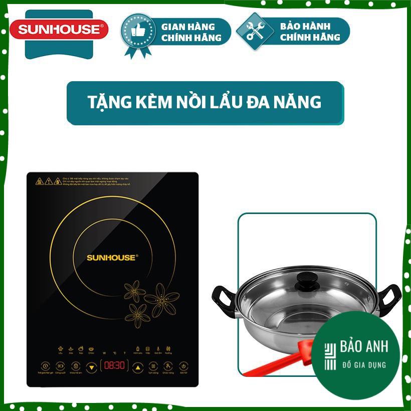 Bếp từ chính hãng sunhouse SHD6800,bếp điện từ Sunhouse công suất 2000W kính, tiết kiệm điện-tặng kèm nồi-BH 12 tháng