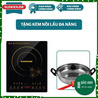 Bếp từ chính hãng sunhouse SHD6800,bếp điện từ Sunhouse công suất 2000W kính, tiết kiệm điện-tặng kèm nồi-BH 12 tháng