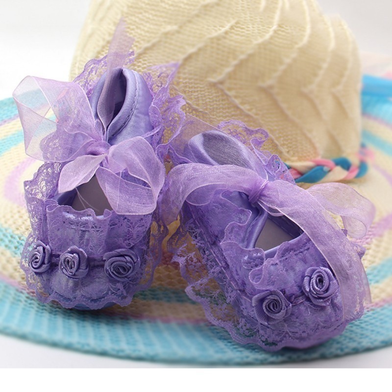 Giày công chúa cotton phối ren xinh xắn cho bé tập đi