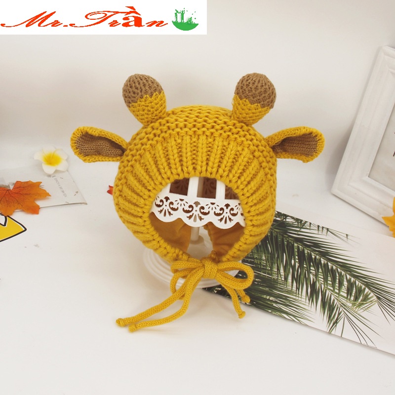 Mũ len ấm áp mềm mại cho bé đội mùa đông nón len dễ thương mã Mắt NAI cho bé từ 5 đến 24 tháng