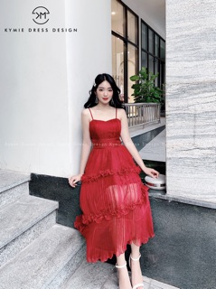 Váy 2 dây dập ly bèo V485 KYMIE