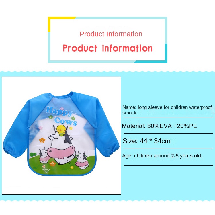 Yếm Ăn Tay Dài Ba Chiều Bằng EVA Chống Nước Chống Ăn Mòn Dùng Một Lần Cho Bé