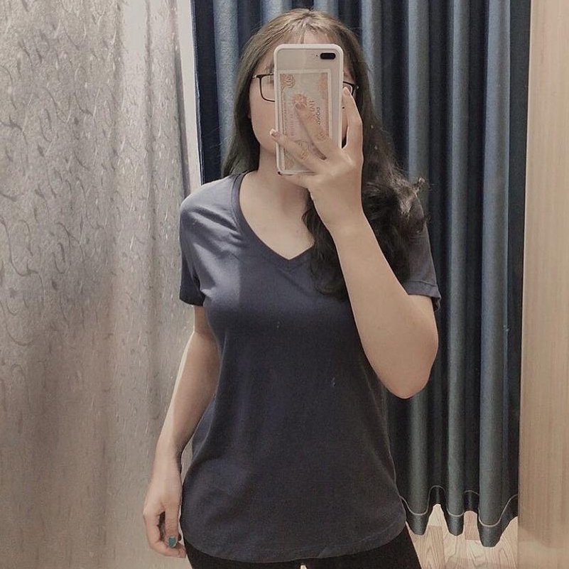 ( XẢ HÀNG ) Áo Thun Nữ Cổ Tim Chất Liệu Cotton Co Giãn Tốt A16 | BigBuy360 - bigbuy360.vn