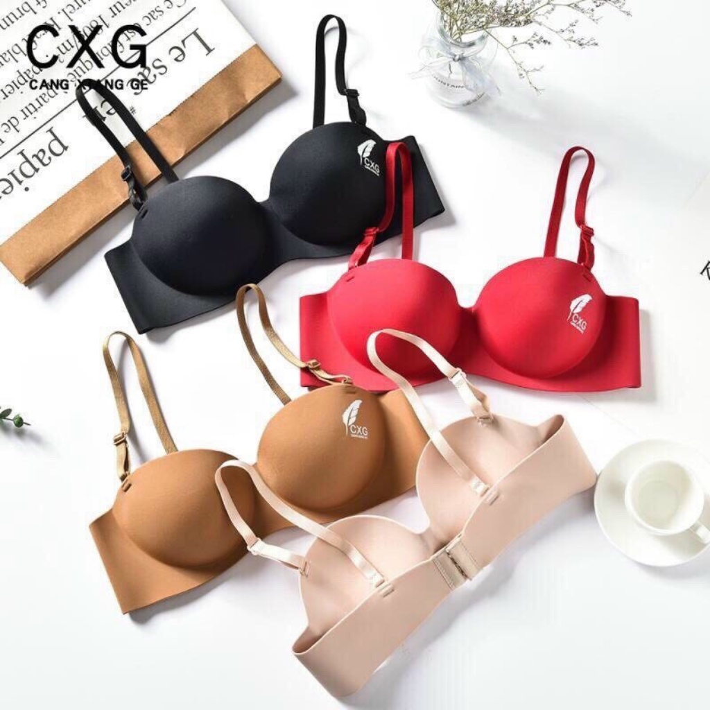 Áo Lót Nữ CXG Đúc Su Độn Nâng Ngực Không Gọng Mút Dày Quả Cúp Ngang Chống Tụt YDIQI AL01