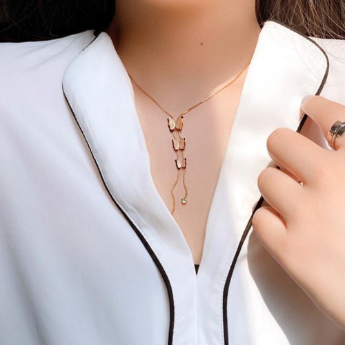 Dây Chuyền Kiểu Chữ Y Bướm Xinh Titan Ko Đen TT 3404