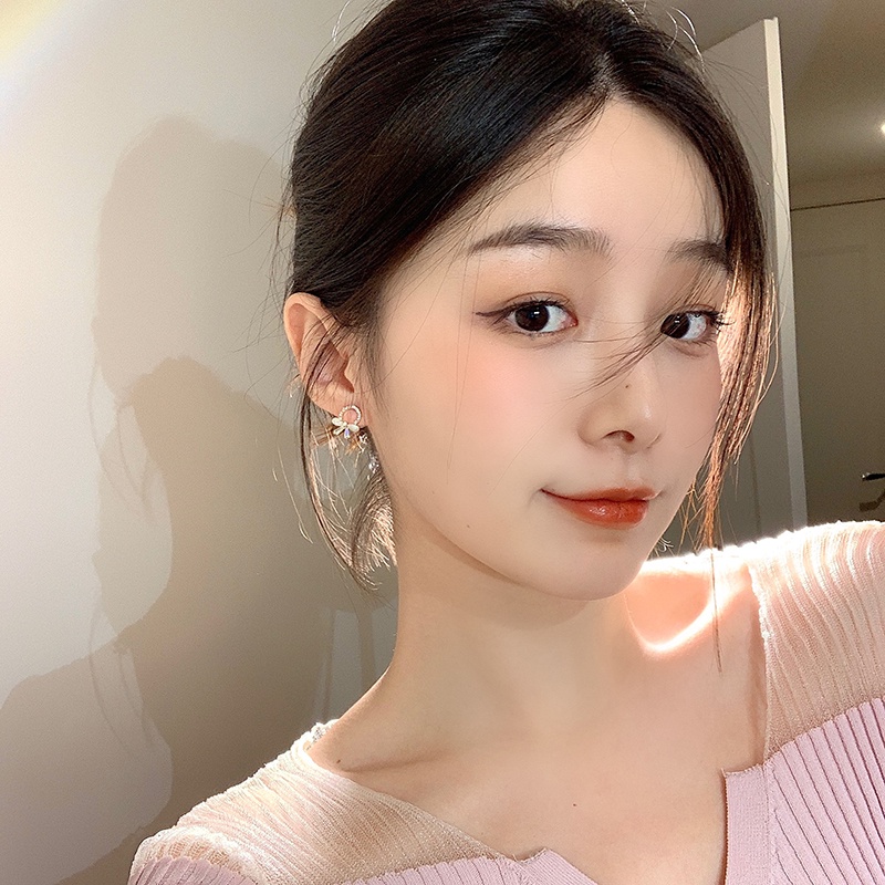 Khuyên Tai Kẹp Vành Không Xỏ Lỗ Hình Nơ Đính Đá Zircon Nhỏ Tinh Tế Cao Cấp Đơn Giản Phong Cách Hàn Quốc Dành Cho Nữ