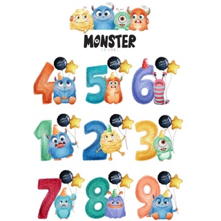 Decal dán tường Hàn Quốc mẫu Số monster cho bé