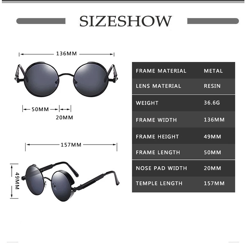 Kính mát gọng tròn bằng kim loại chống tia UV phong cách cổ điển thời trang cho nam và nữ
