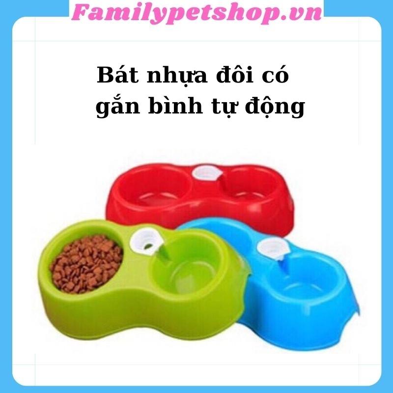 Bát ăn cho chó mèo bát nhựa đôi có gắn bình nước tự độngfamilypetshop.vn