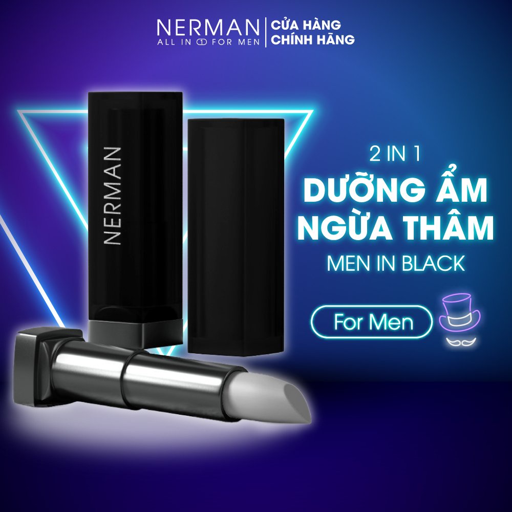 Son dưỡng cho nam Nerman Men in Black 2 in 1 dưỡng ẩm, ngừa thâm môi 4g