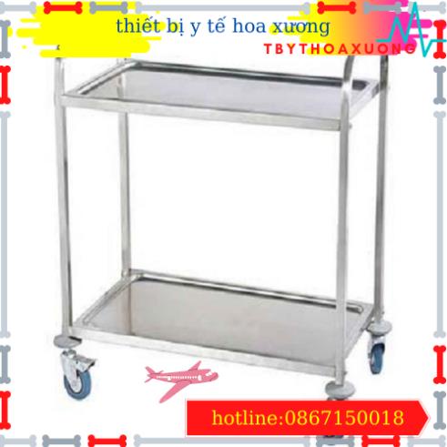 (giá xưởng)Xe Đẩy Inox 2 Tầng- Xe Tiêm Inox 2 Tầng Thiết bị phòng khám,Spa