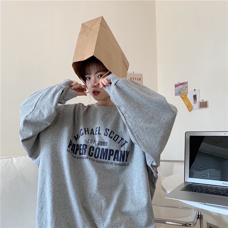 Áo khoác nam nữ thể thao ulzzang Paper company màu xám 🌸 Áo sweater hoodie kiểu dáng thể thao form rộng unisex K33 | BigBuy360 - bigbuy360.vn