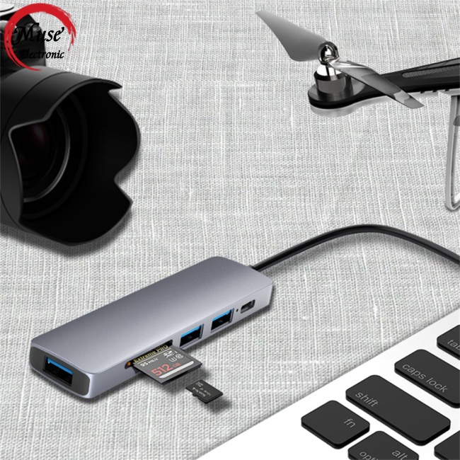 Bộ Chia Cổng usb Type C/usb 6 Trong 1 Hỗ Trợ Sạc Nhanh Sd/tf