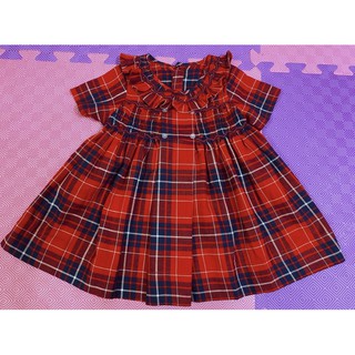 Đầm smock thêu tay caro đỏ