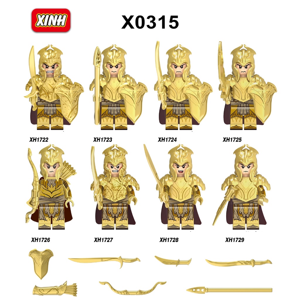 COMBO 8 Minifigures Nhân Vật Chiến Binh Elf Tiên Tộc Mirkwood Elves Trong Seri Phim Chúa Nhẫn X0315