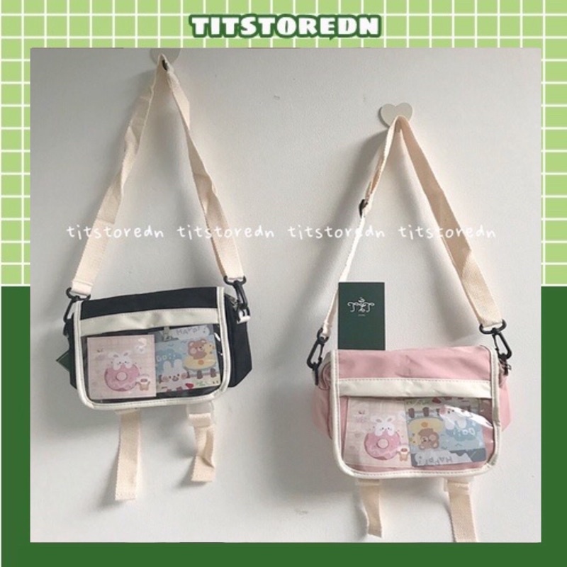 Túi đeo chéo 2 nịt size nhỏ dễ thương ( tặng kèm 2 postcard + hình thật)