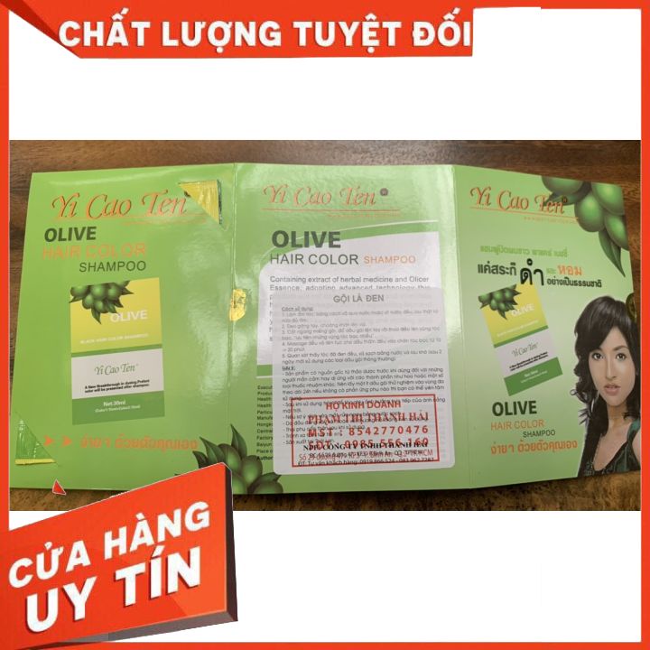 gội đen oliu  YI-CAO-TEN (hộp 24 gói ) loại tốt  phủ bạc 100% CHO MÁI TÓC ĐEN MƯỢT ÓNG  ÁNH