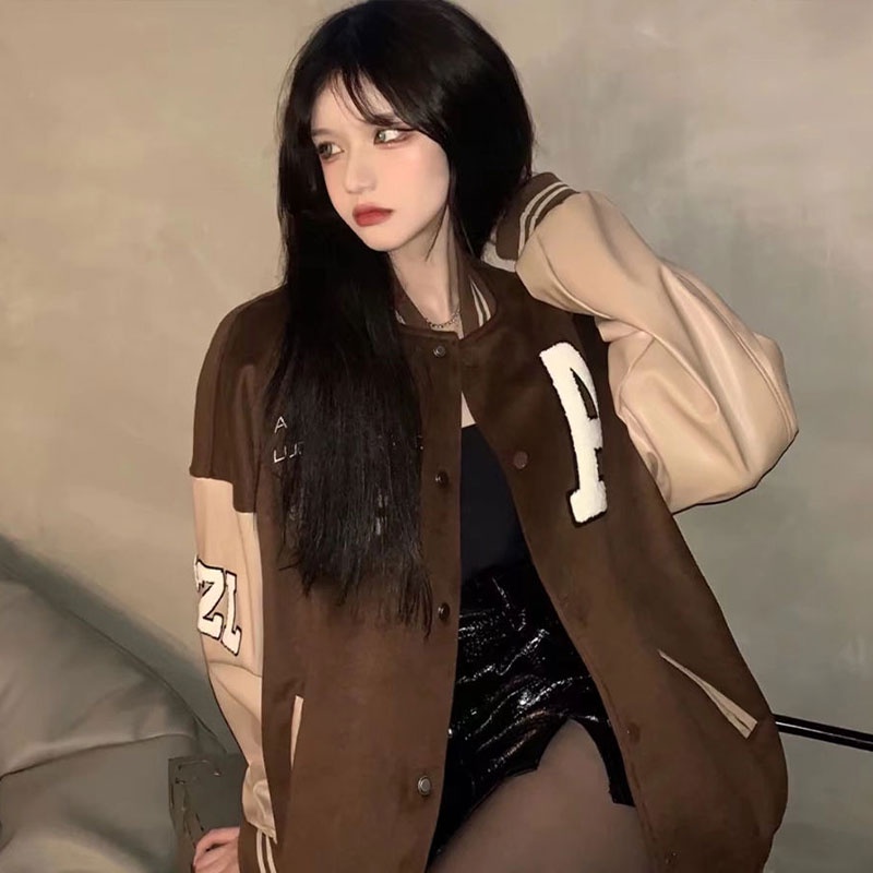 Áo khoác bóng chày XINLANYASHE dáng rộng thời trang thu đông 2022 mới dễ phối đồ phong cách retro áo khoác