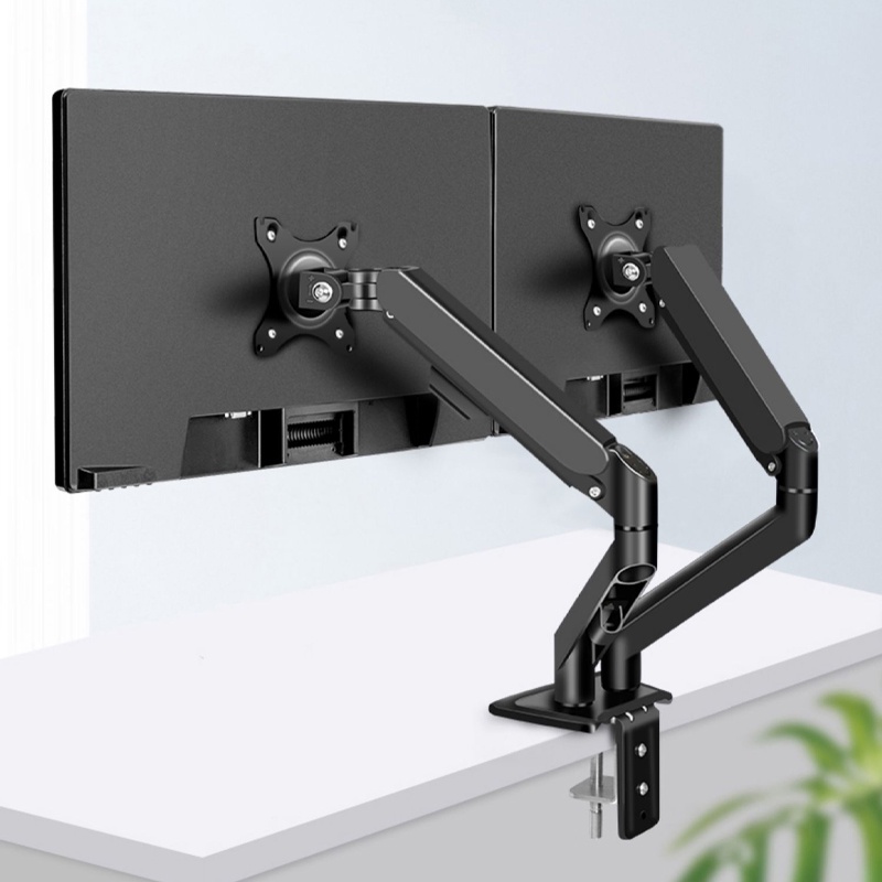 Giá treo màn hình máy tính Giá đỡ 2 màn hình 17 - 27 inch Tải trọng 8Kg Xoay 360 độ Kẹp và khoan hai phương pháp lắp đặt
