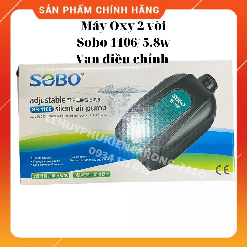 Máy Sủi Oxy Bể Cá SOBO SB-2800, SB-1102 1 vòi và SB-1106 2 vòi chạy siêu êm (chọn combo kèm phụ kiện dây+quả sủi)