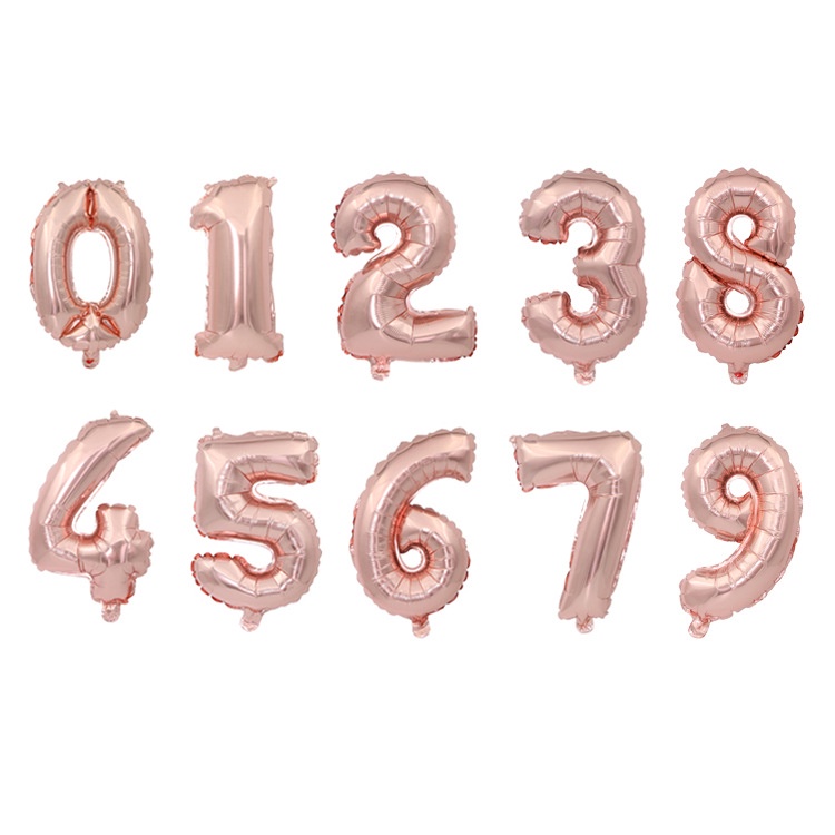Bóng Bay Số 0-9 Màu Rose Gold Size To 32&quot; 65cm RS-01
