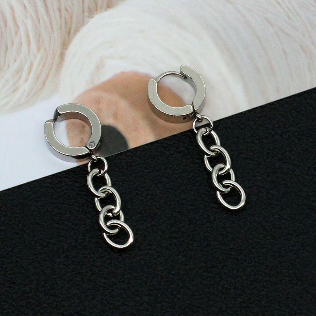 Khuyên kẹp tai dây xích dày bằng thép không gỉ thời trang cho nam và nữ