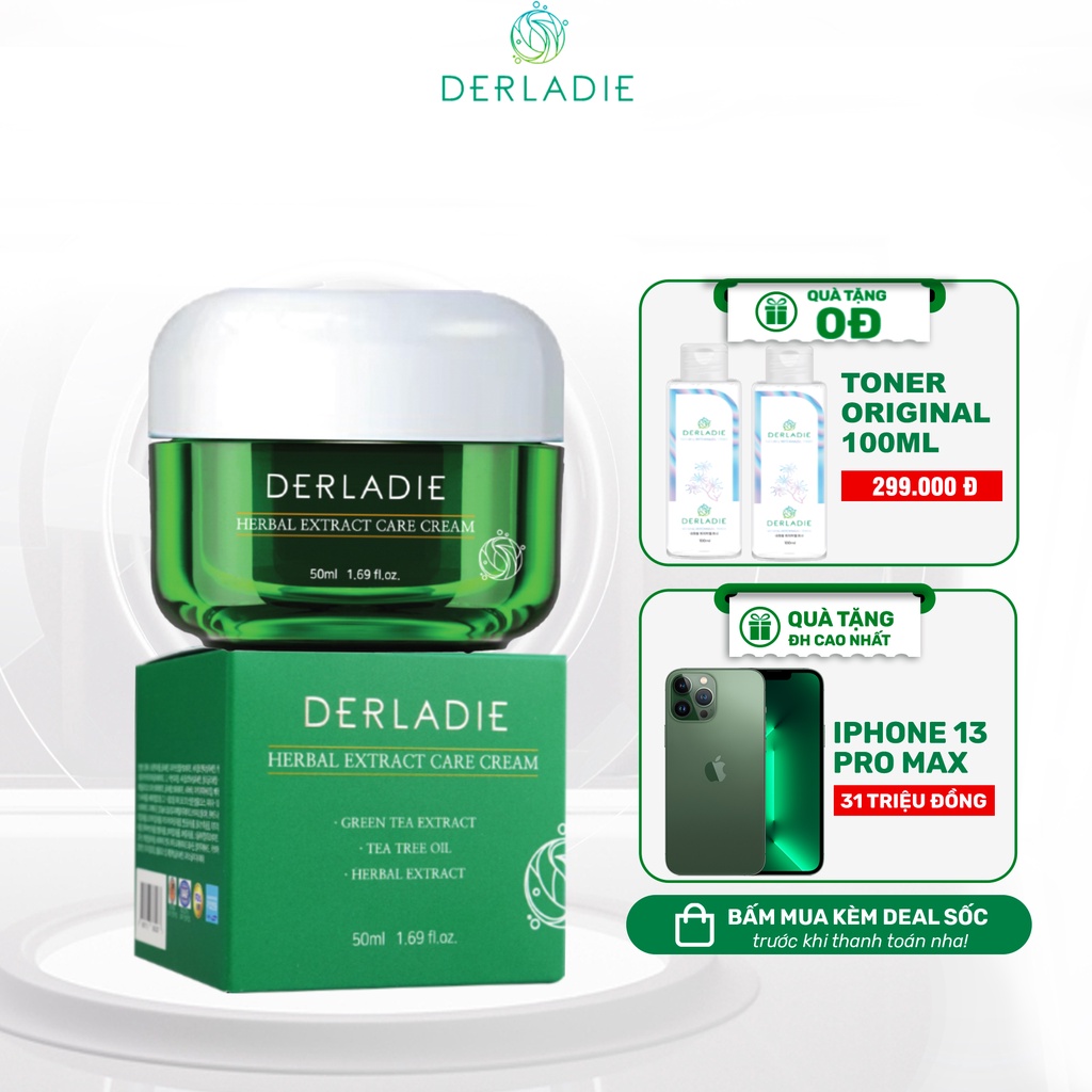 Kem Dưỡng Giảm Mụn, Kiềm Dầu Derladie Herbal Extract Care Cream 50ml