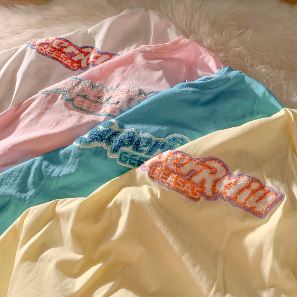 Áo Thun Tay Ngắn Thêu Họa Tiết 100% Cotton 2021 Thời Trang Mùa Hè Cho Cặp Đôi