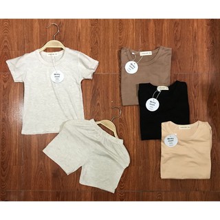 Bộ cộc ba lỗ thun lạnh Minky Mom trơn cho bé