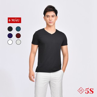 Áo Thun Nam Trơn 5S Tay Ngắn Cổ Tim, 5 Màu Cơ Bản, Dáng Ôm, Chất Liệu Thoáng Mát, Thấm Hút Mồ Hôi