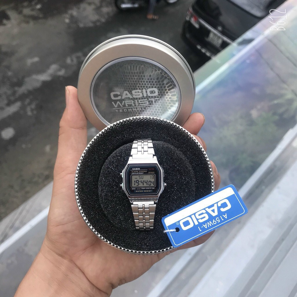 Đồng hồ điện tử Casio A159 nam nữ dây thép không gỉ, có thẻ bảo hành